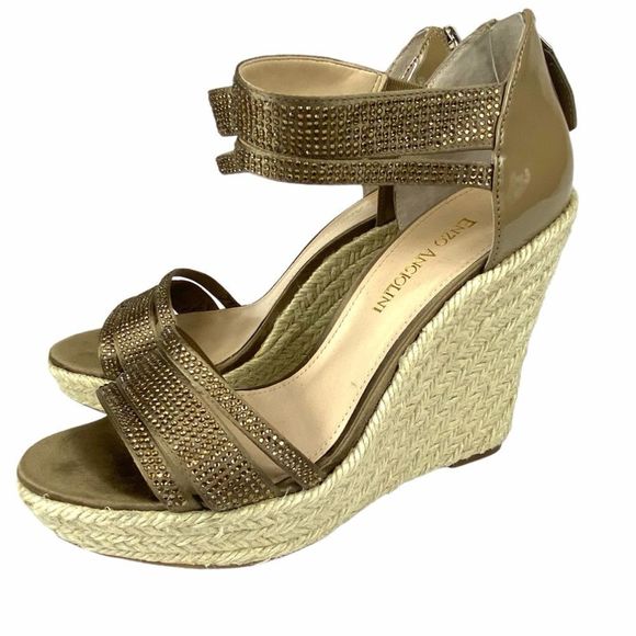 Enzo Angiolini Wedge Sandals Bronze - Picture 3 of 16